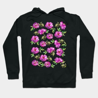 Peonies Flowers Watercolor Ink Cute Purple Hoodie